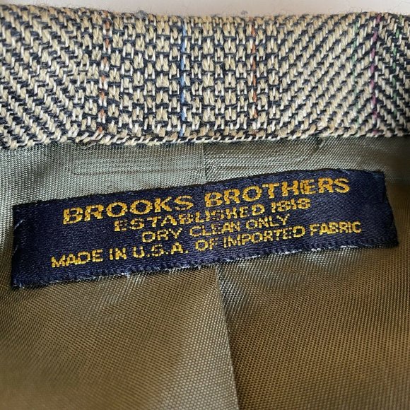 VTG Brooks Brothers Brooksgate Blazer Jacket Suit Coat Gray Herringbone USA 44R - Picture 2 of 12